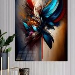 Crimson and Cyan Fracture metal wall art print, view 4