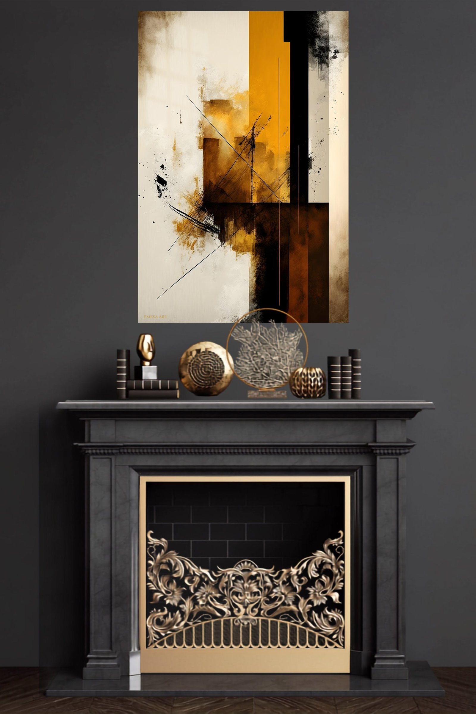 Ochre Axis metal wall art print, view 4