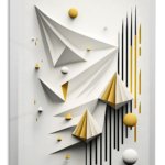 Golden Geometry in Relief metal wall art print