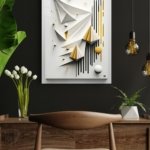 Golden Geometry in Relief metal wall art print, view 4
