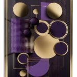 Gilded Violet Geometry metal wall art print