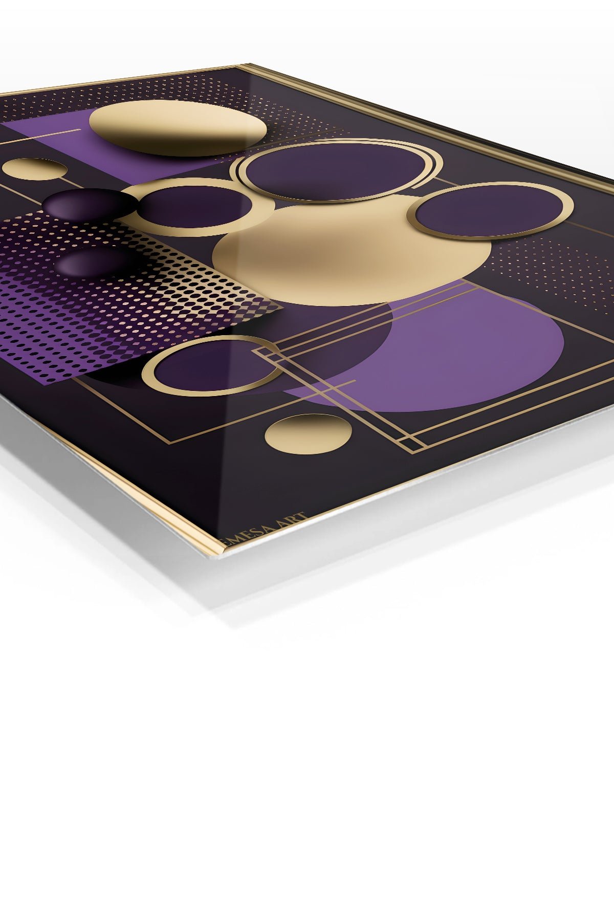 Gilded Violet Geometry metal wall art print, view 2