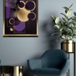 Gilded Violet Geometry metal wall art print, view 5