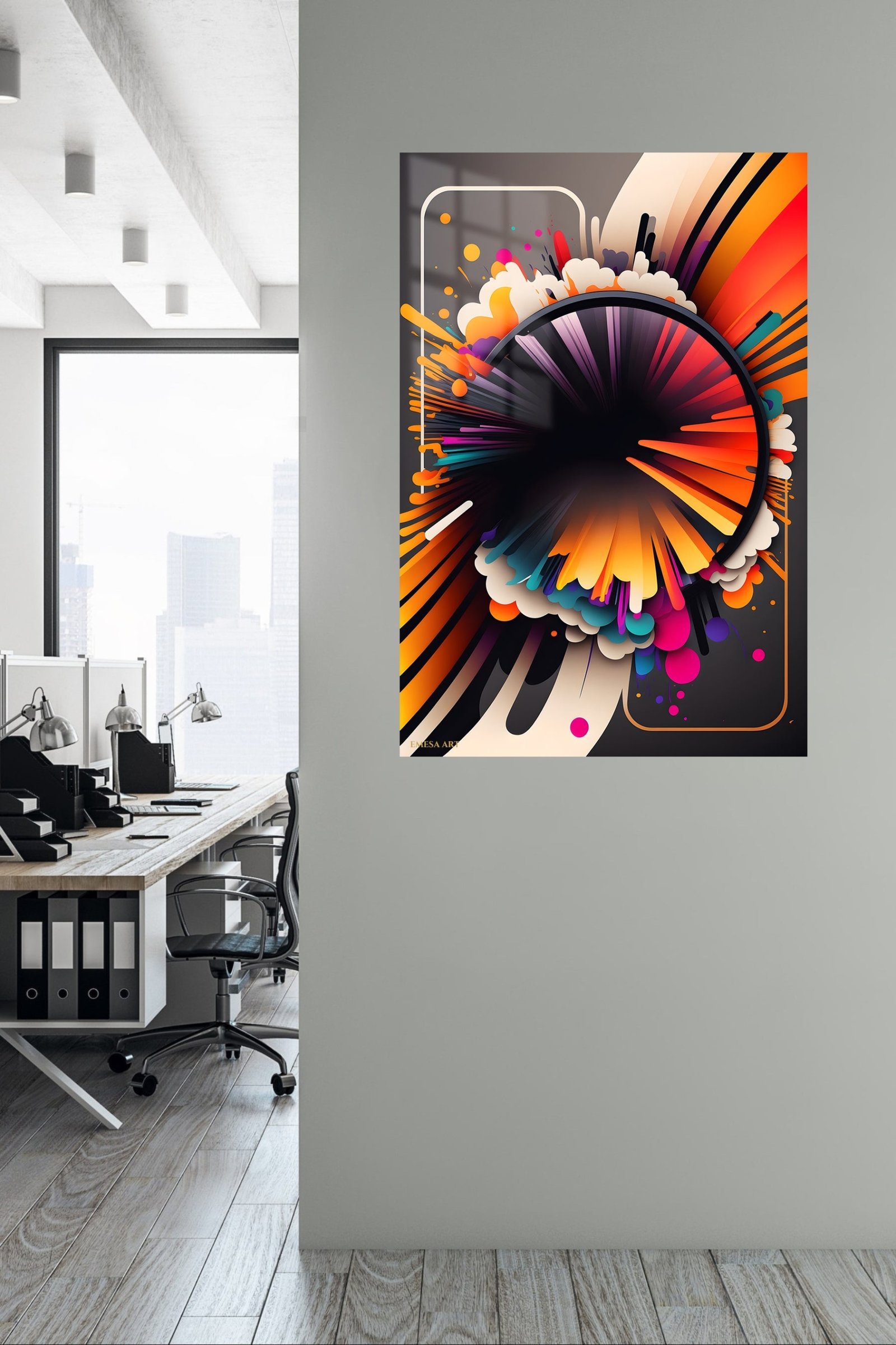 Radiant Eclipse Burst metal wall art print, view 5