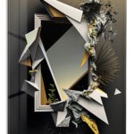 Fractured Gold Geometry metal wall art print