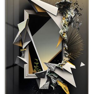 Fractured Gold Geometry metal wall art print