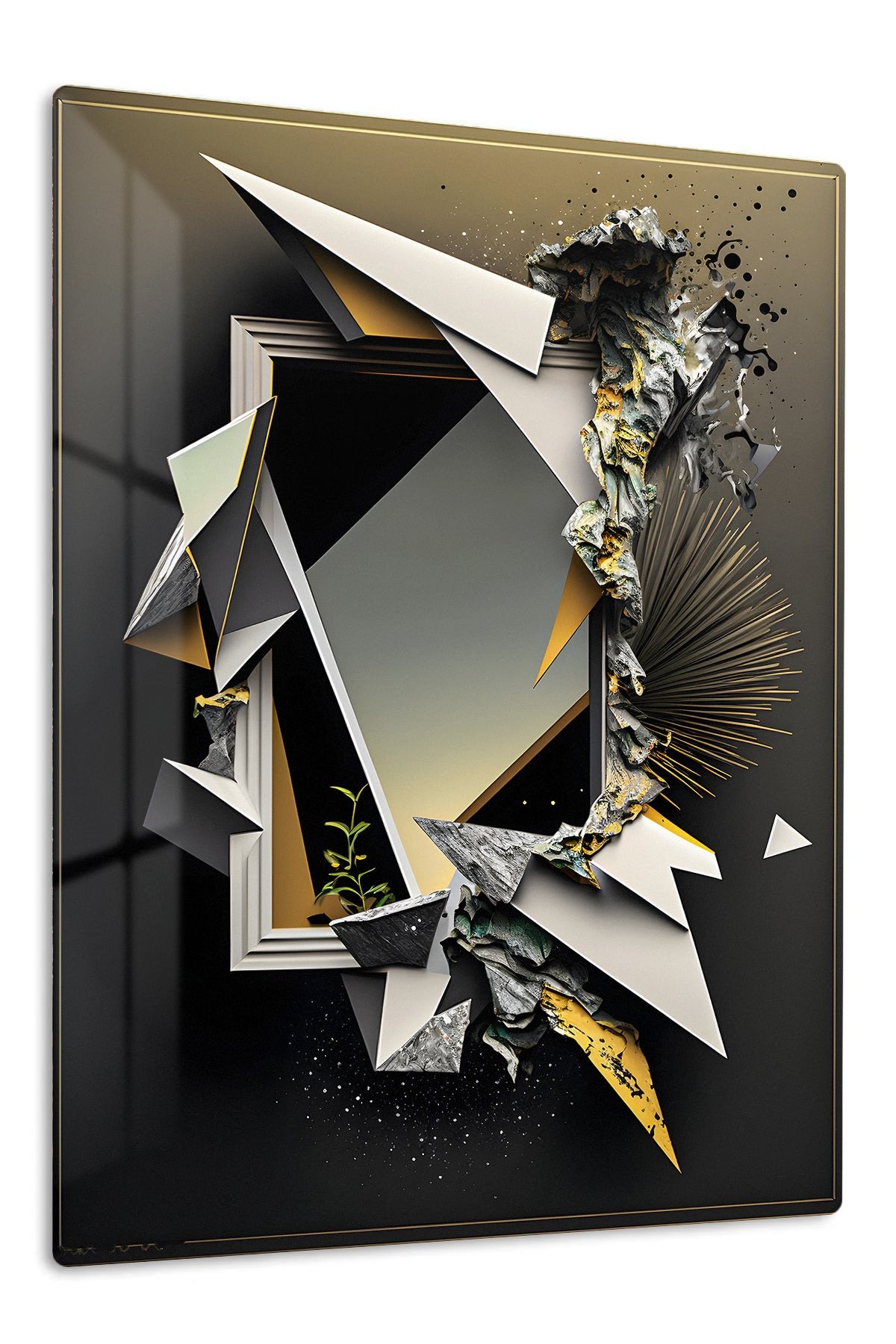 Fractured Gold Geometry metal wall art print