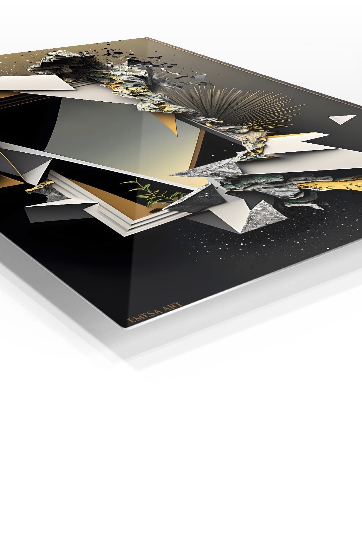 Fractured Gold Geometry metal wall art print, view 2