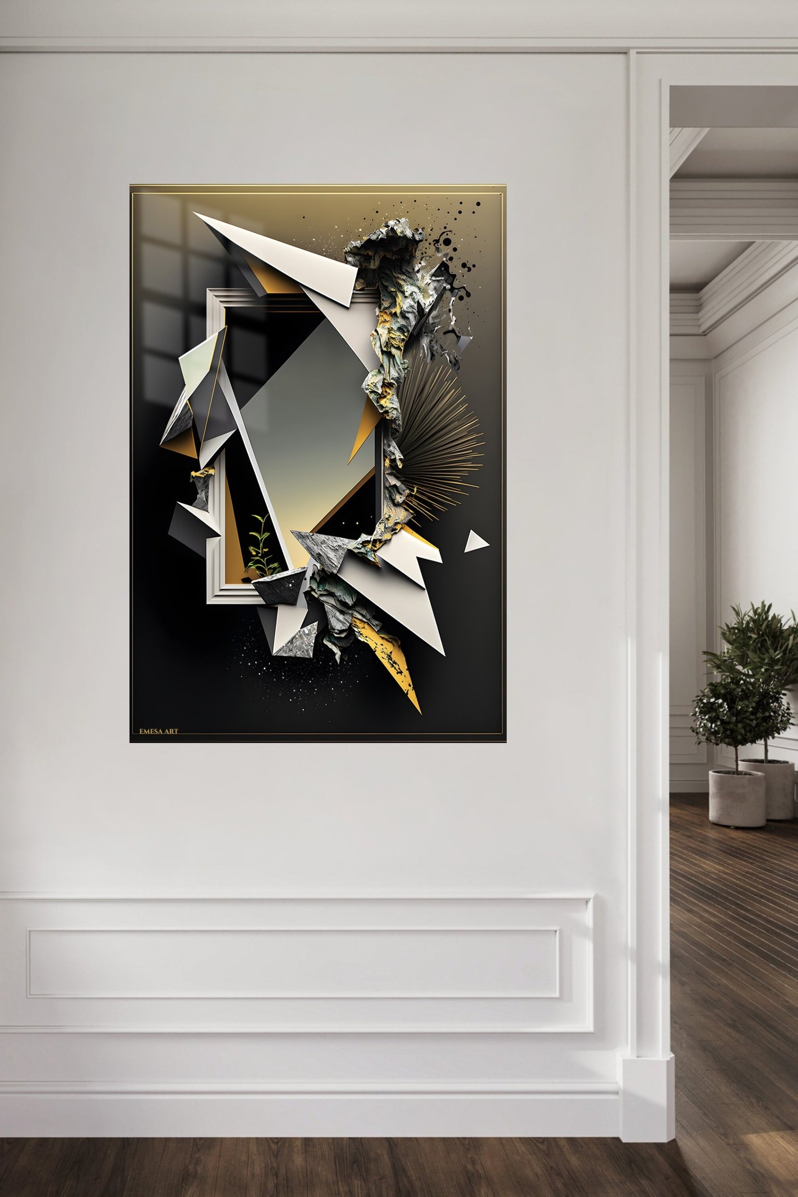 Fractured Gold Geometry metal wall art print, view 5