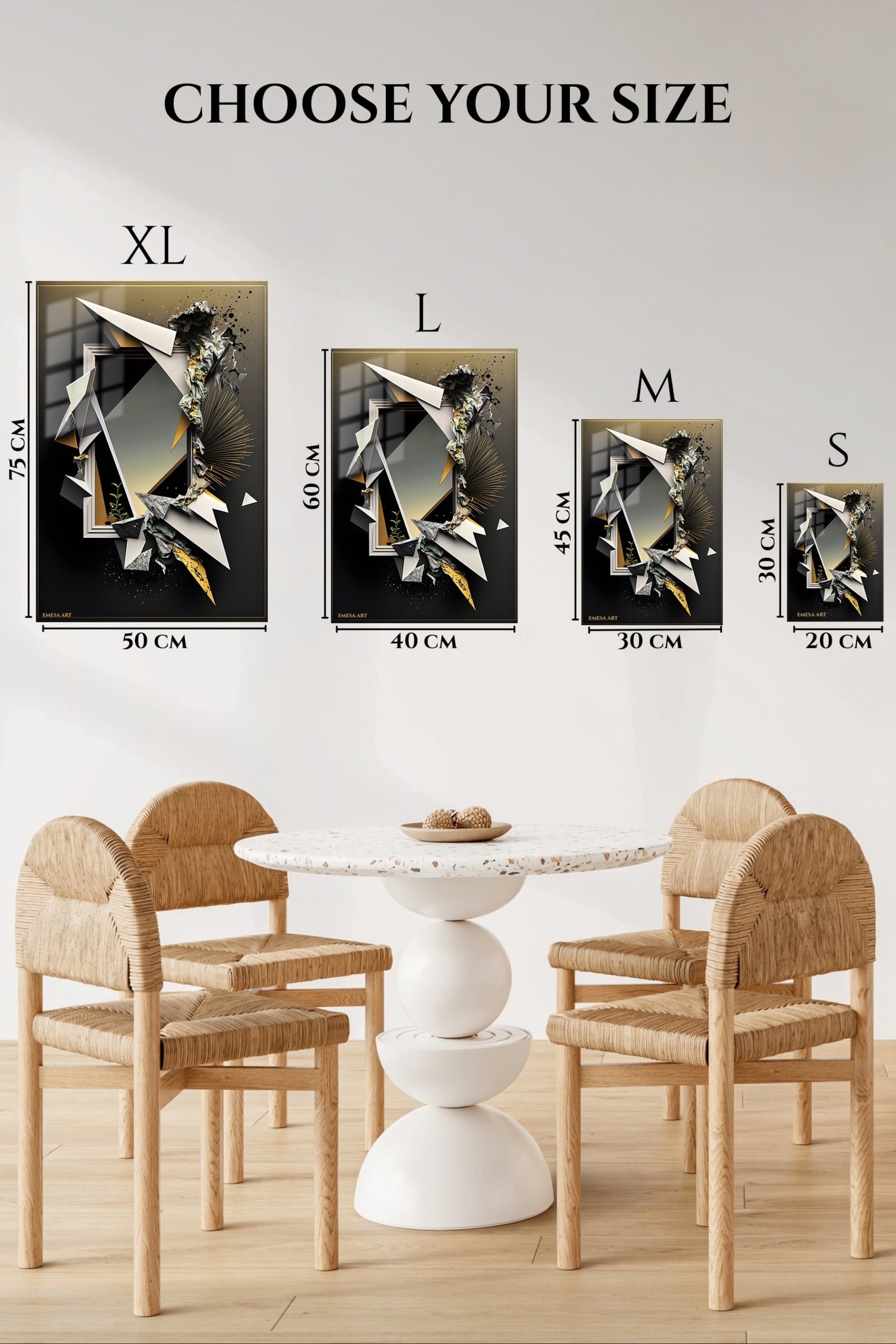 Fractured Gold Geometry metal wall art print, view 6