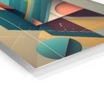 Teal Geometry with Coral Arcs metal wall art print, view 2