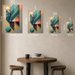 Teal Geometry with Coral Arcs metal wall art print, view 6