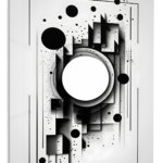 Monochrome Orbital Geometry metal wall art print