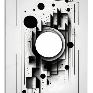 Monochrome Orbital Geometry metal wall art print