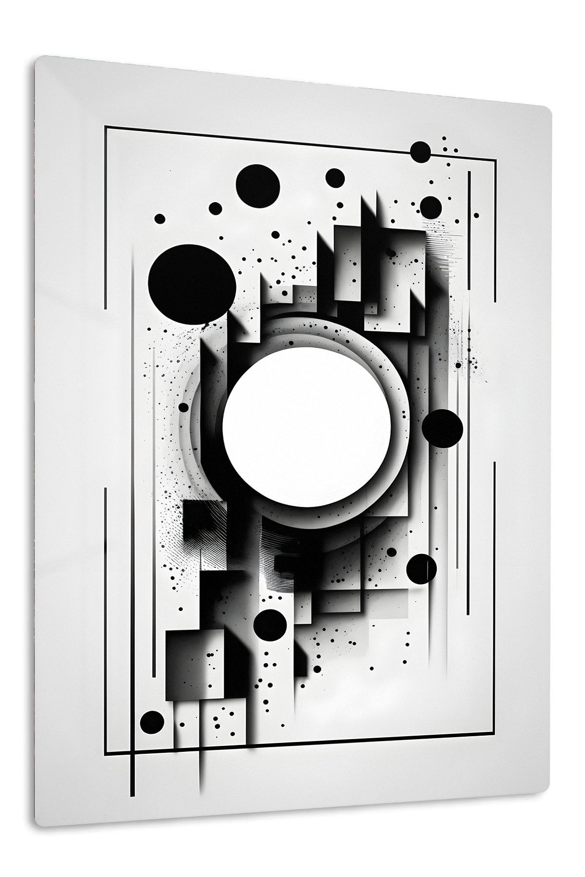 Monochrome Orbital Geometry metal wall art print
