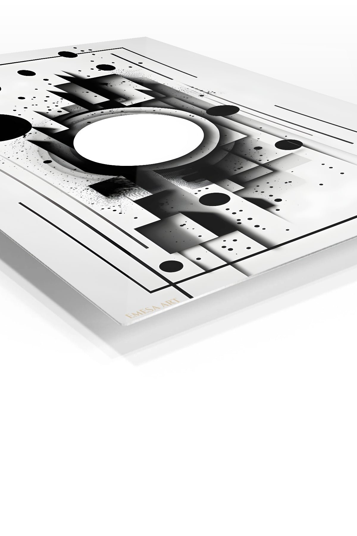Monochrome Orbital Geometry metal wall art print, view 2