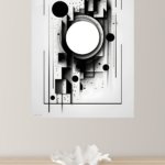 Monochrome Orbital Geometry metal wall art print, view 4