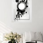 Monochrome Orbital Geometry metal wall art print, view 5