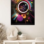 Neon Orbit Burst metal wall art print, view 4