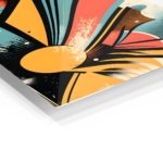 Teal and Coral Geometric Burst metal wall art print, view 2