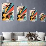 Teal and Coral Geometric Burst metal wall art print, view 6