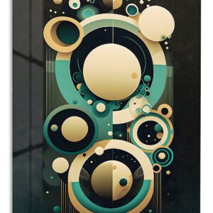Teal and Gold Orbital Geometry metal wall art print