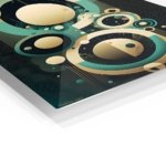 Teal and Gold Orbital Geometry metal wall art print, view 2