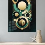 Teal and Gold Orbital Geometry metal wall art print, view 4