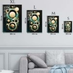 Teal and Gold Orbital Geometry metal wall art print, view 6