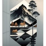 Faceted Mountain Forest metal wall art print