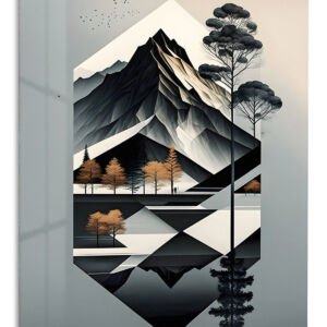 Faceted Mountain Forest metal wall art print