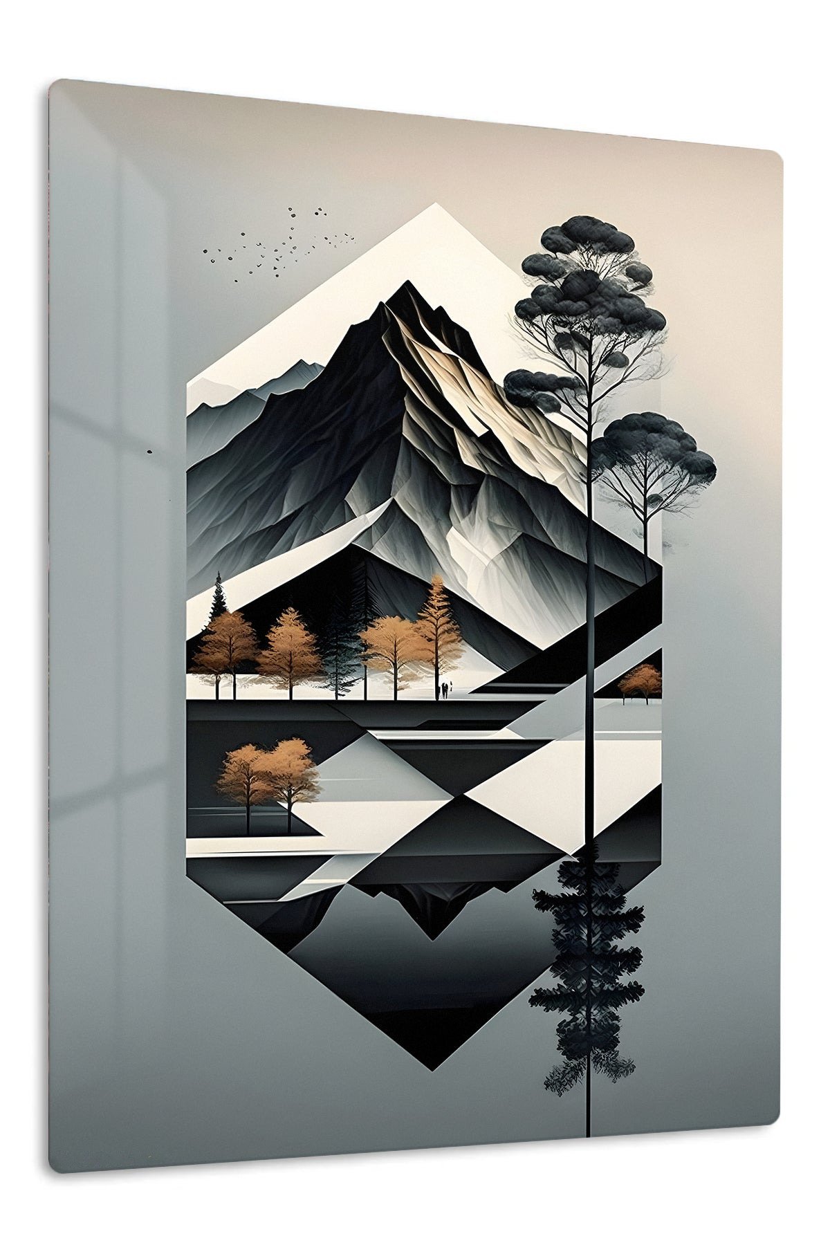 Faceted Mountain Forest metal wall art print