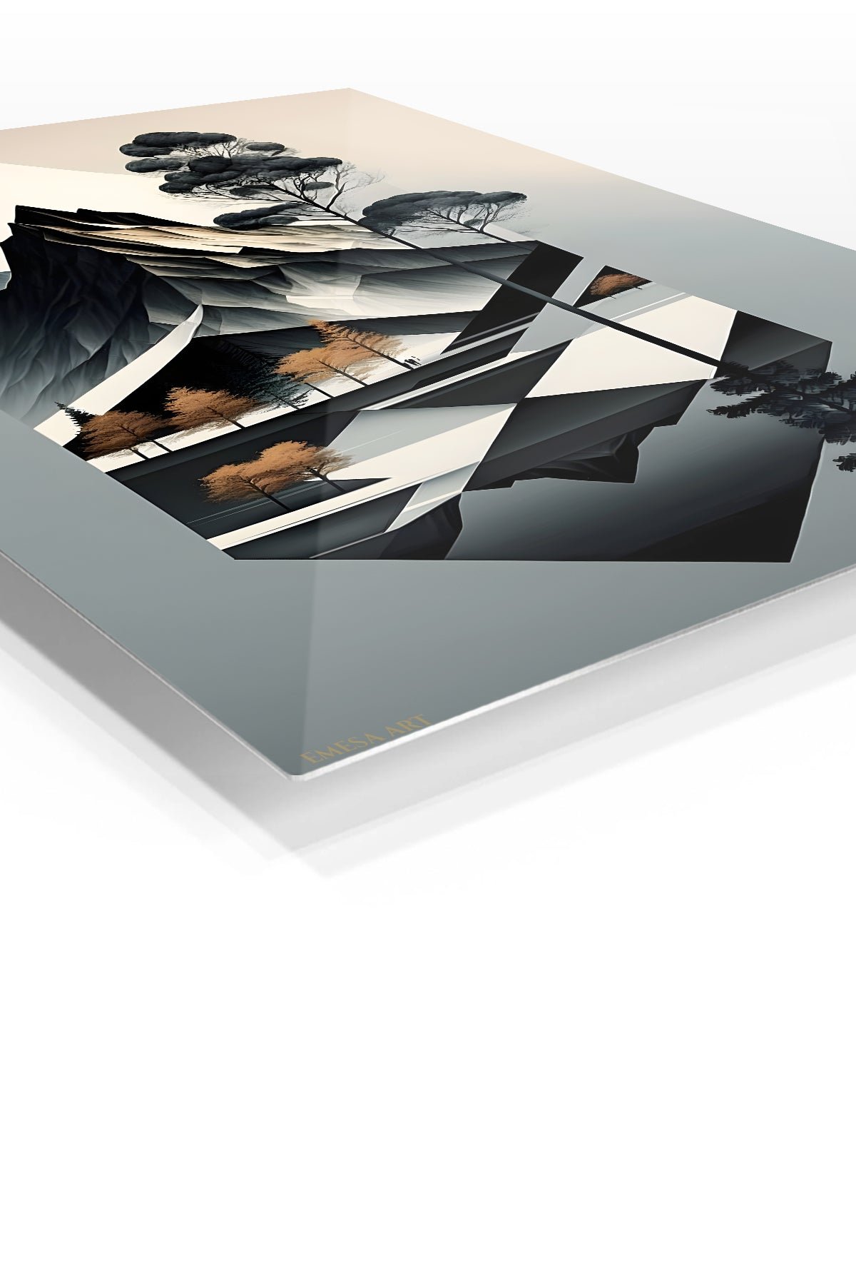 Faceted Mountain Forest metal wall art print, view 2