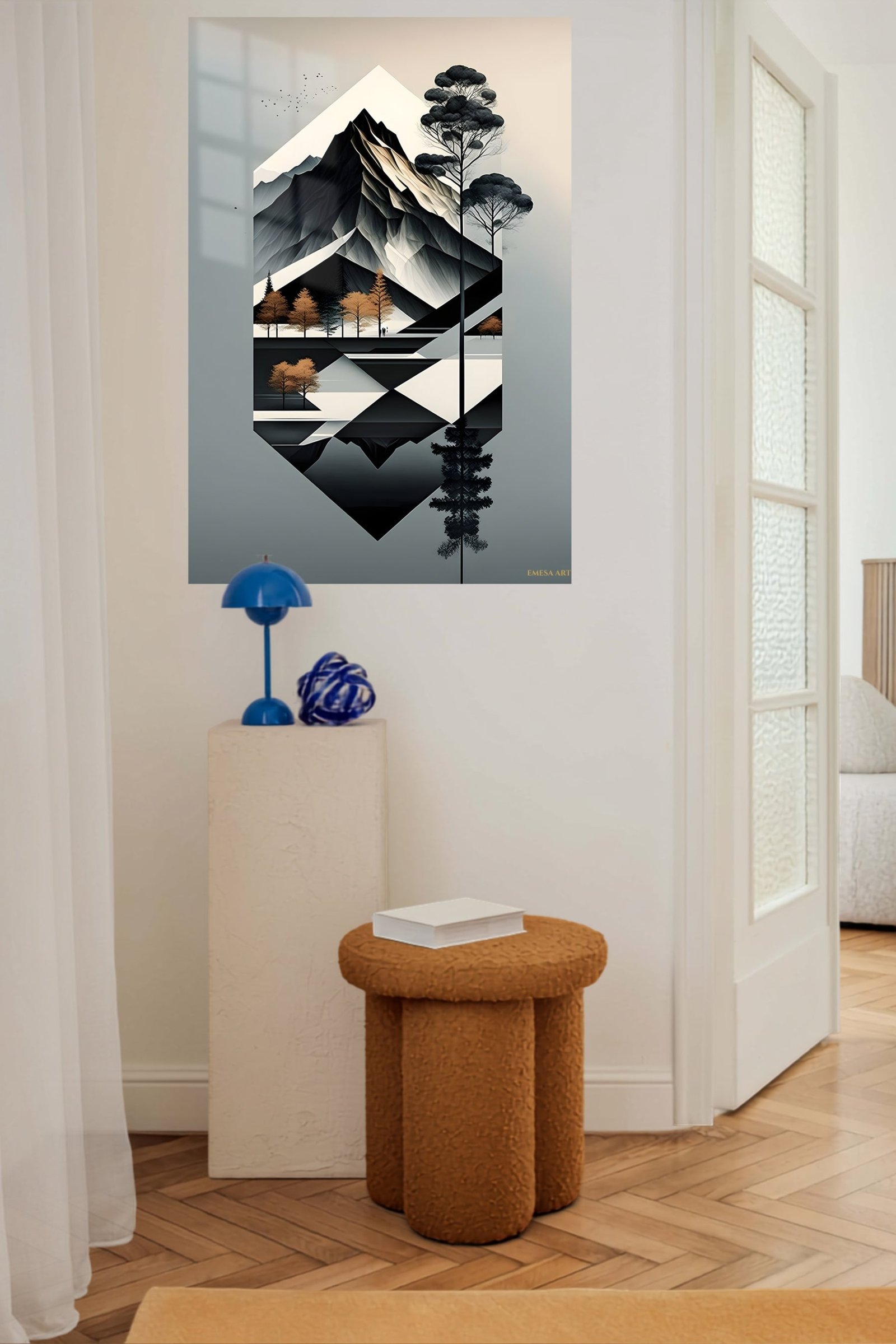 Faceted Mountain Forest metal wall art print, view 5