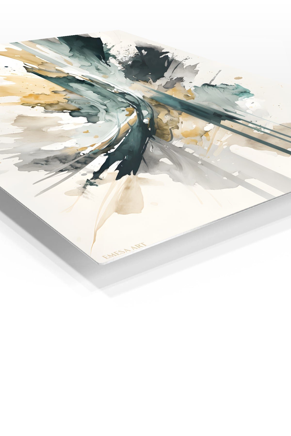 Teal and Gold Vertical Currents metal wall art print, view 2