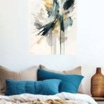 Teal and Gold Vertical Currents metal wall art print, view 5