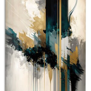 Teal and Gold Ascension metal wall art print