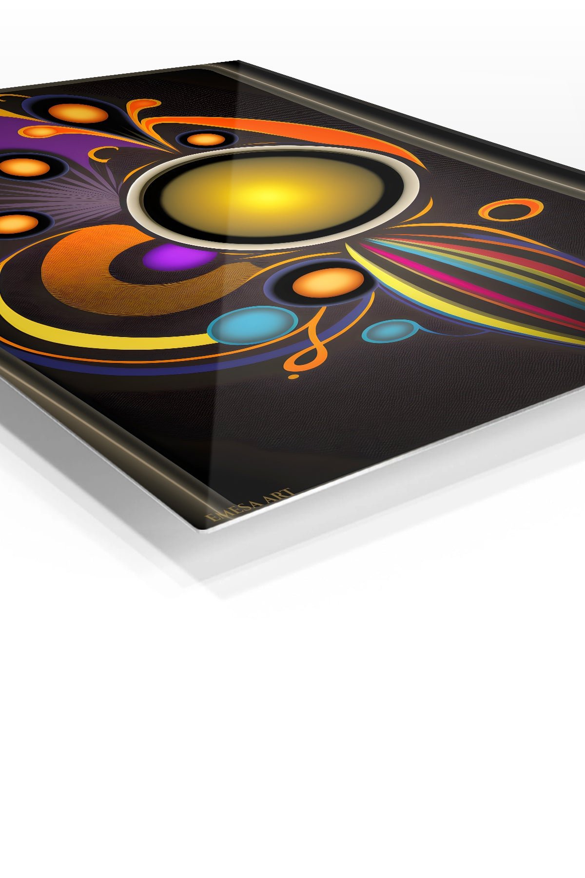 Orbiting Sunburst Abstraction metal wall art print, view 2