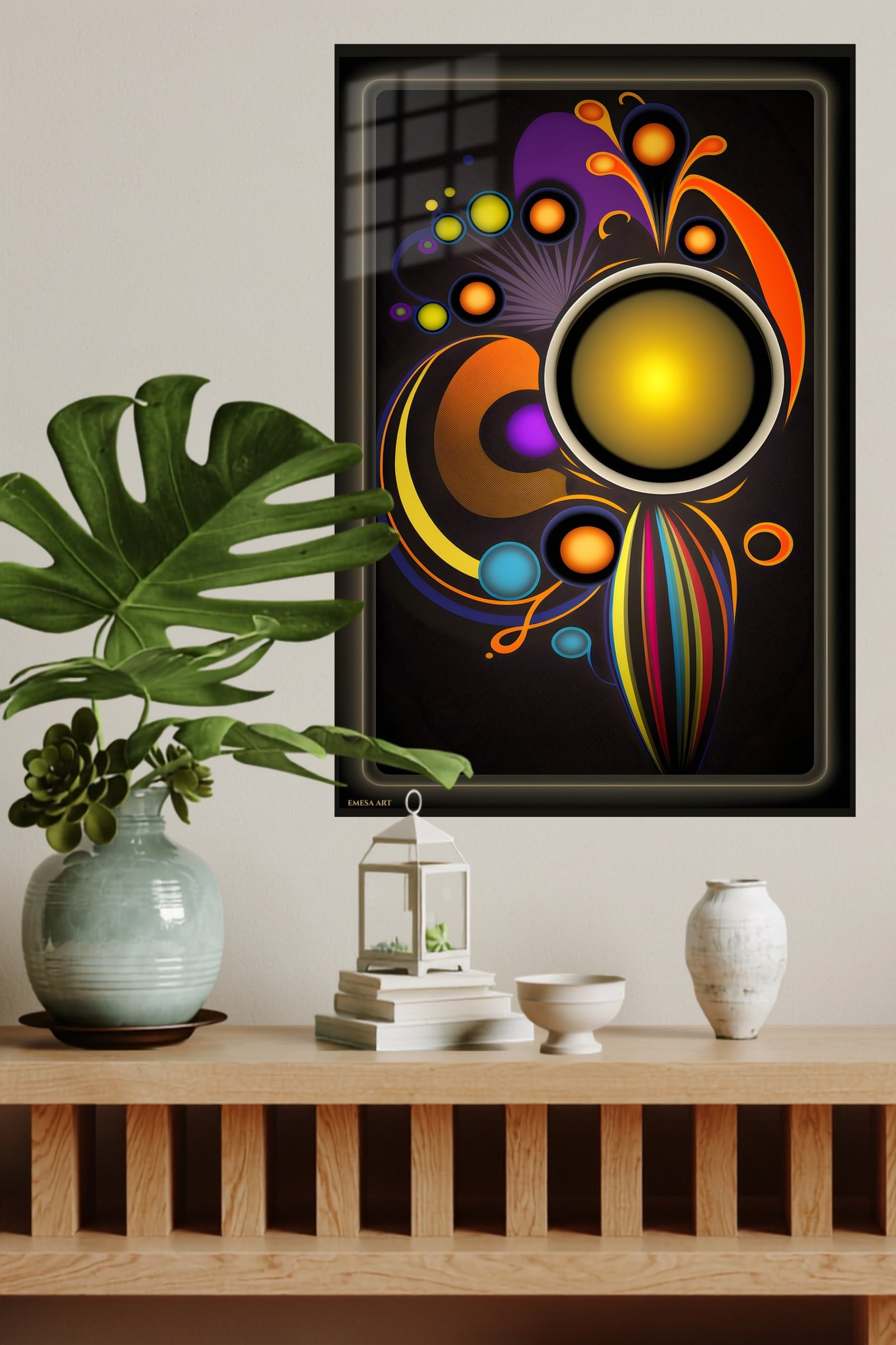Orbiting Sunburst Abstraction metal wall art print, view 4