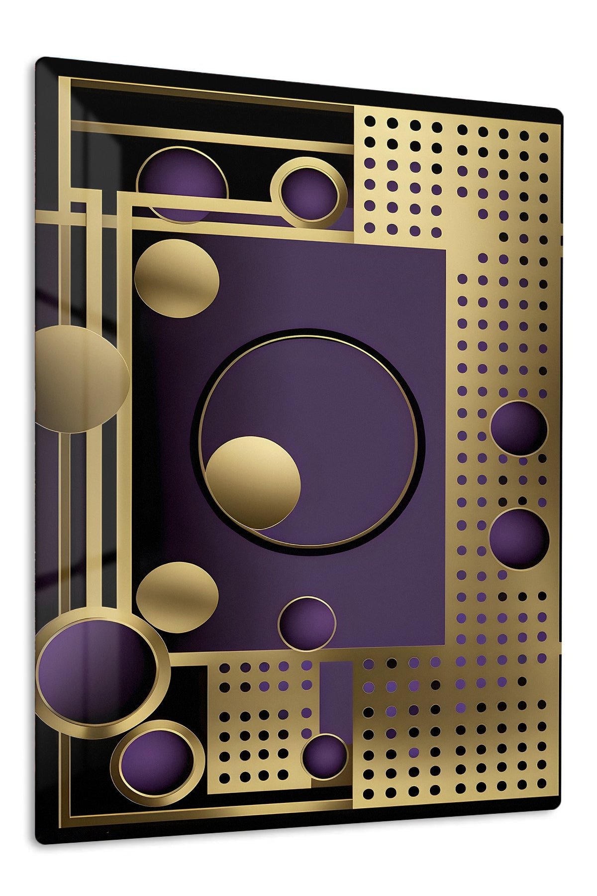 Golden Orbit Grid metal wall art print