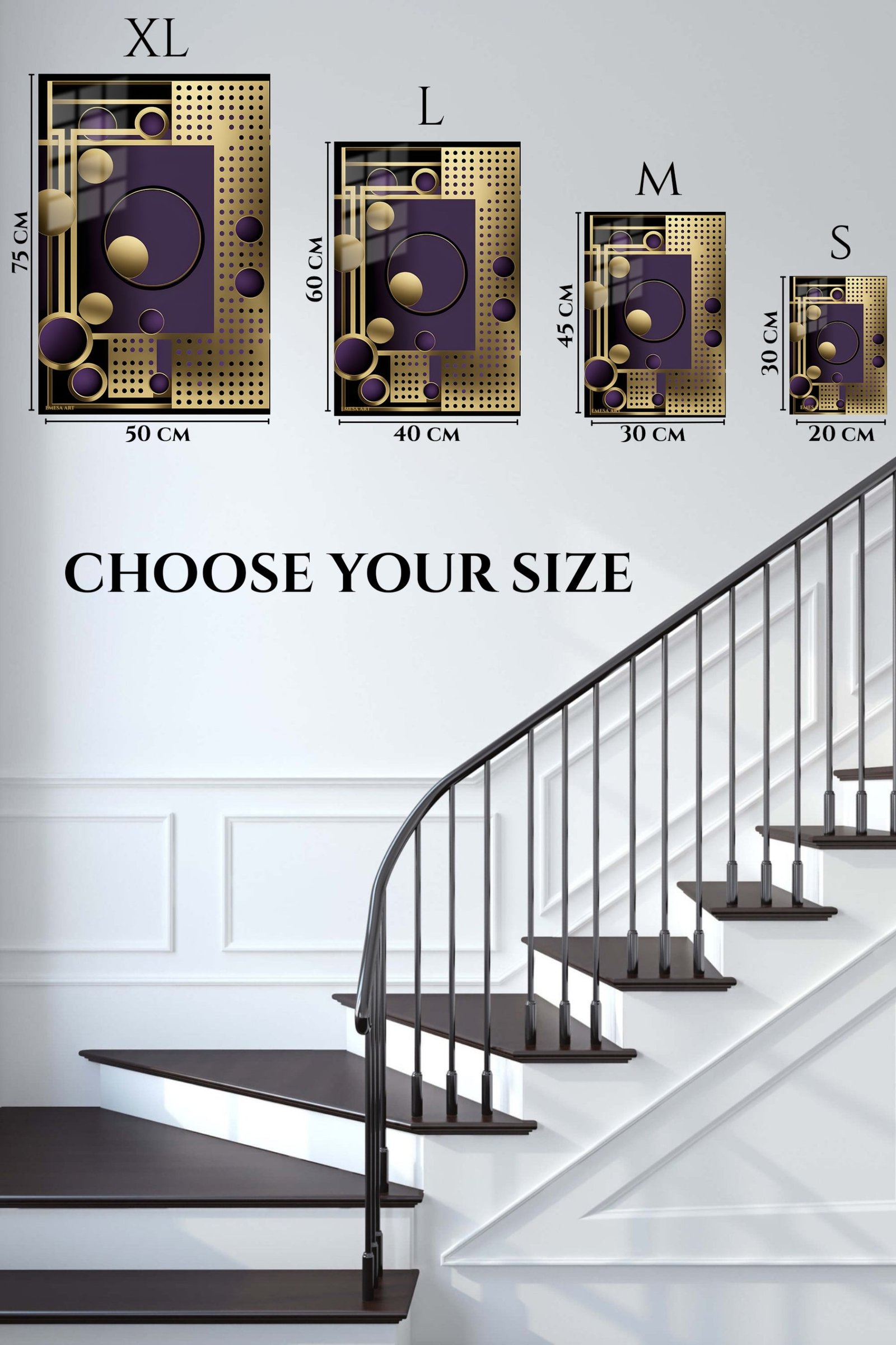 Golden Orbit Grid metal wall art print, view 6