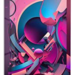 Neon Orbital Layers metal wall art print