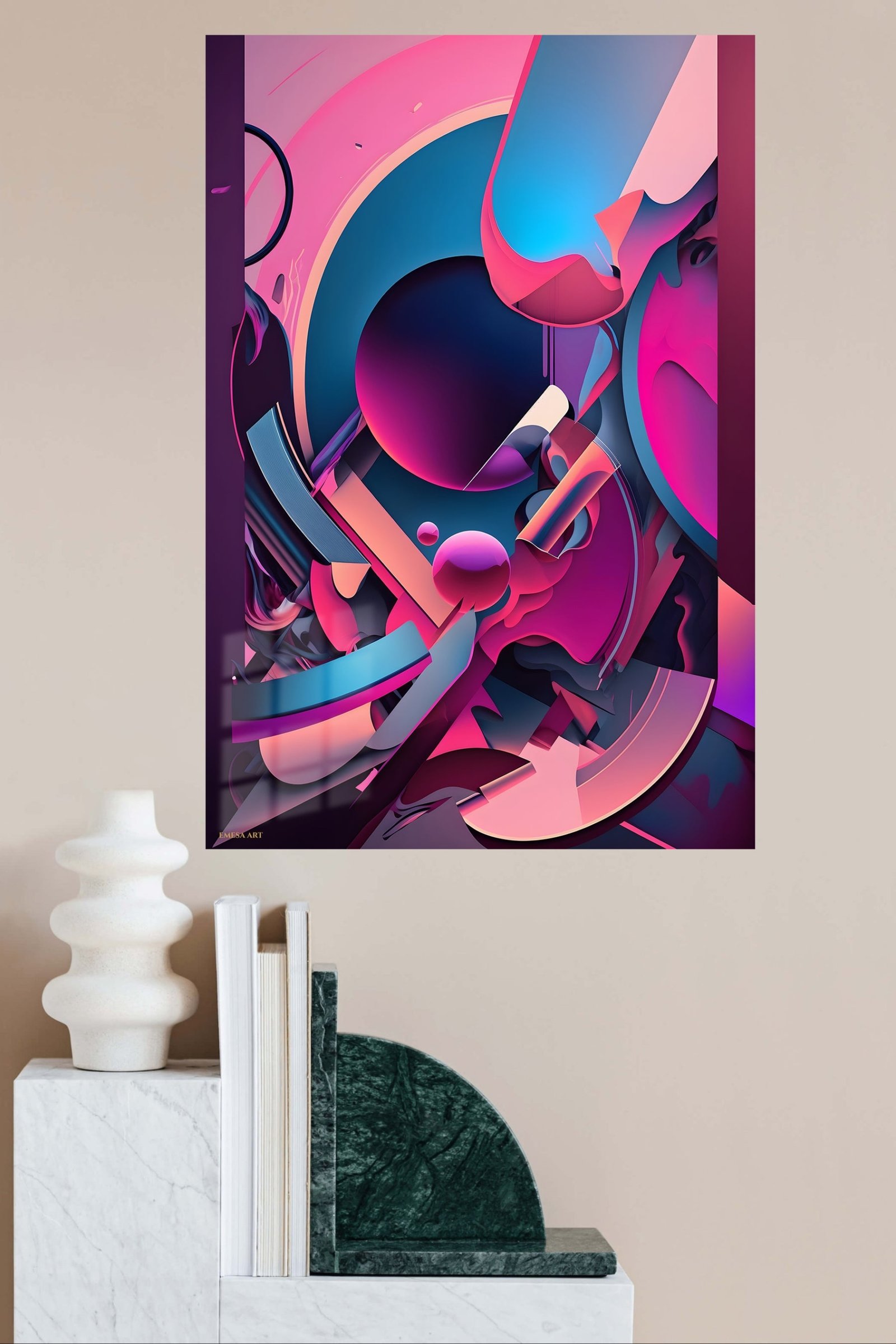 Neon Orbital Layers metal wall art print, view 4
