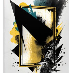 Gold Frame Abstract Collision metal wall art print