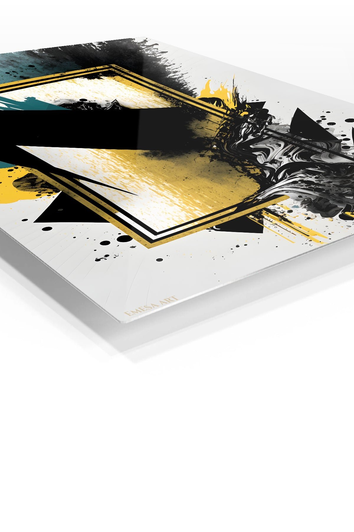 Gold Frame Abstract Collision metal wall art print, view 2