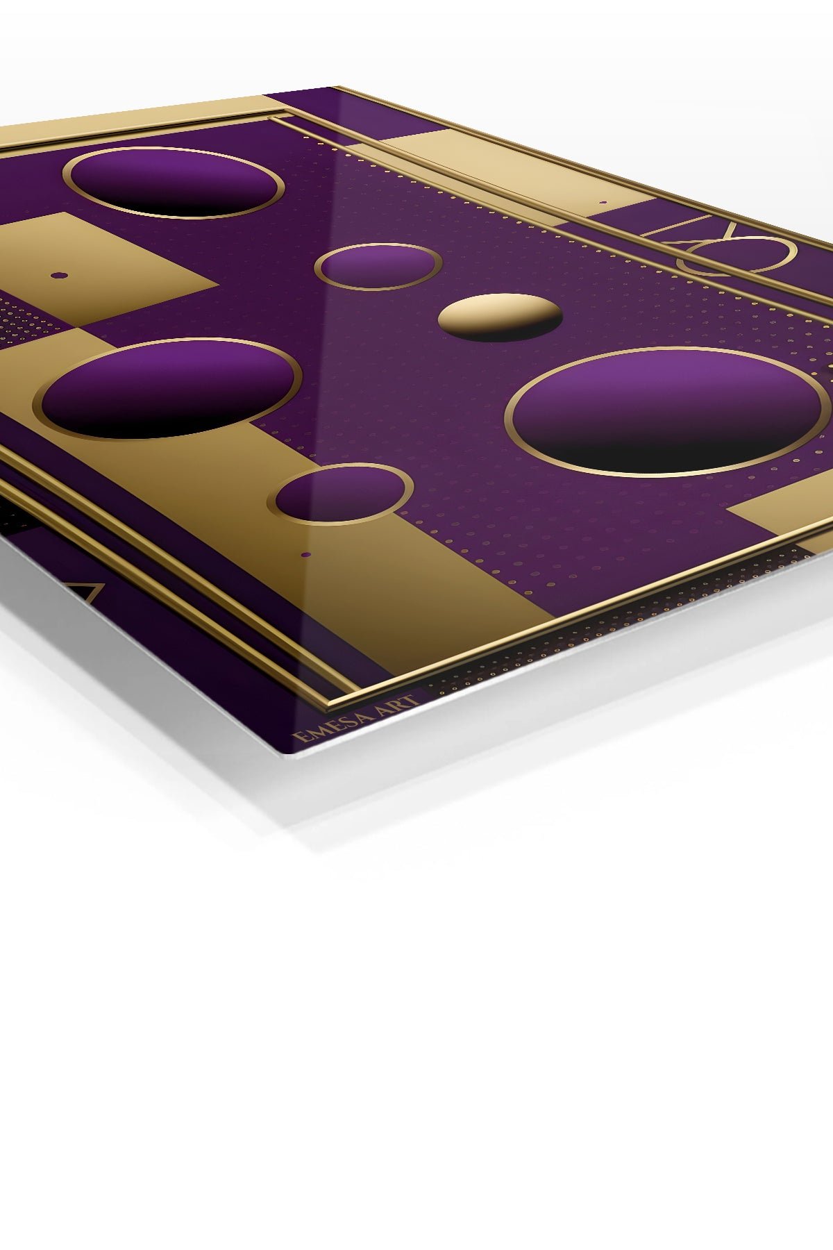 Gilded Violet Orb Geometry metal wall art print, view 2