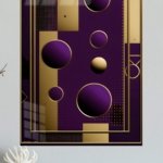 Gilded Violet Orb Geometry metal wall art print, view 4