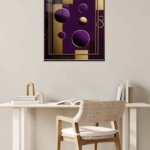Gilded Violet Orb Geometry metal wall art print, view 5