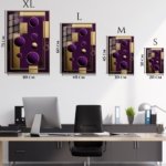 Gilded Violet Orb Geometry metal wall art print, view 6