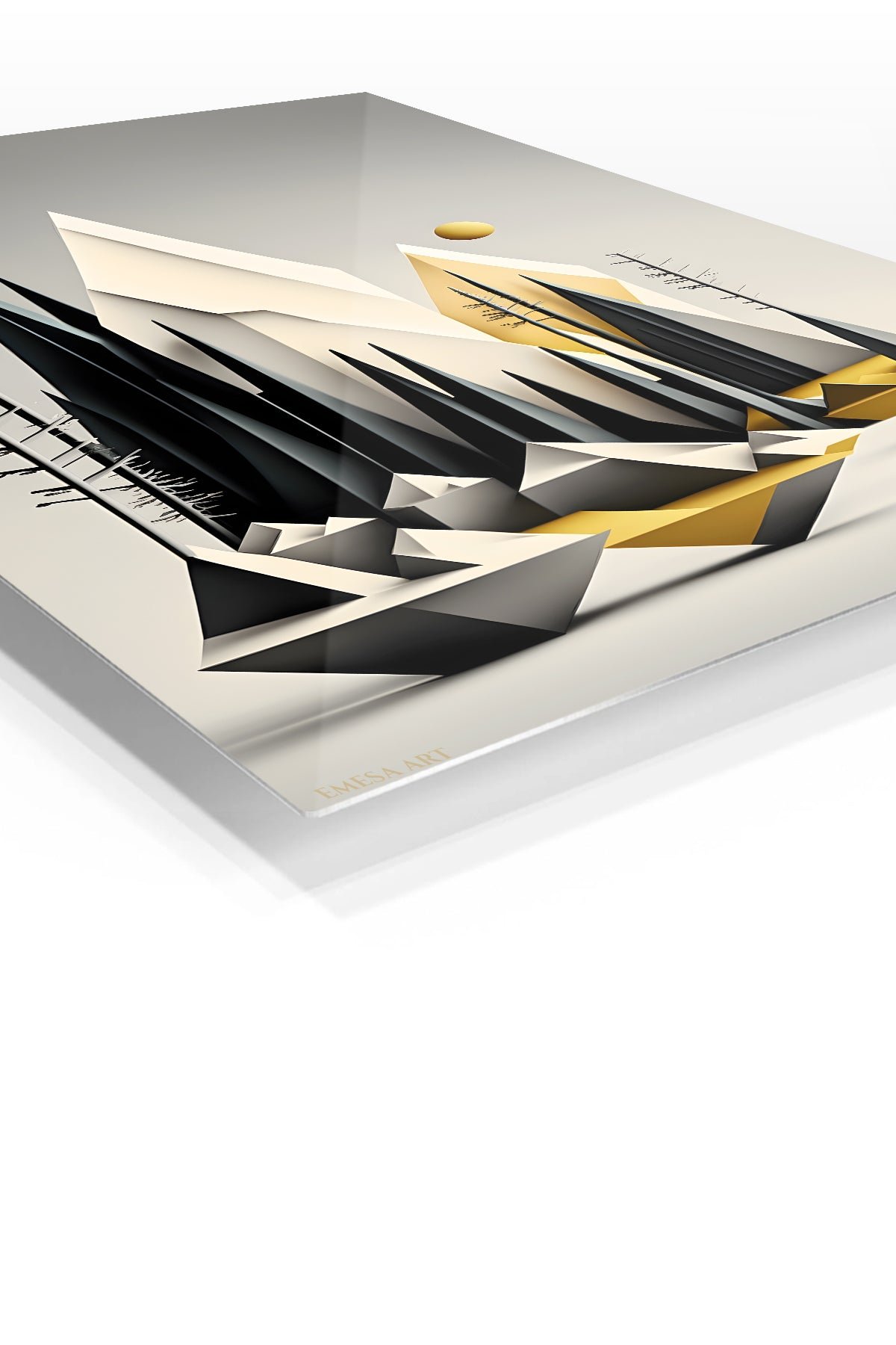 Geometric Mountain Forest in Gold metal wall art print, view 2